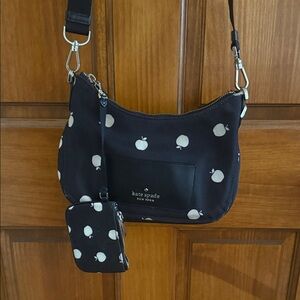 kate spade Black Apple-Print Crossbody with Coin Pouch